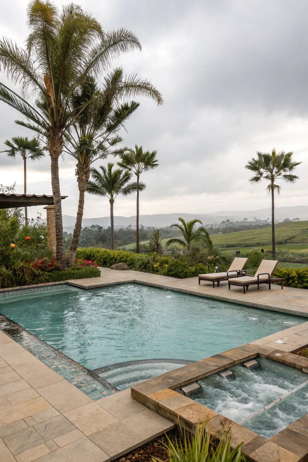 A spa area transforms your pool into a personal wellness retreat.