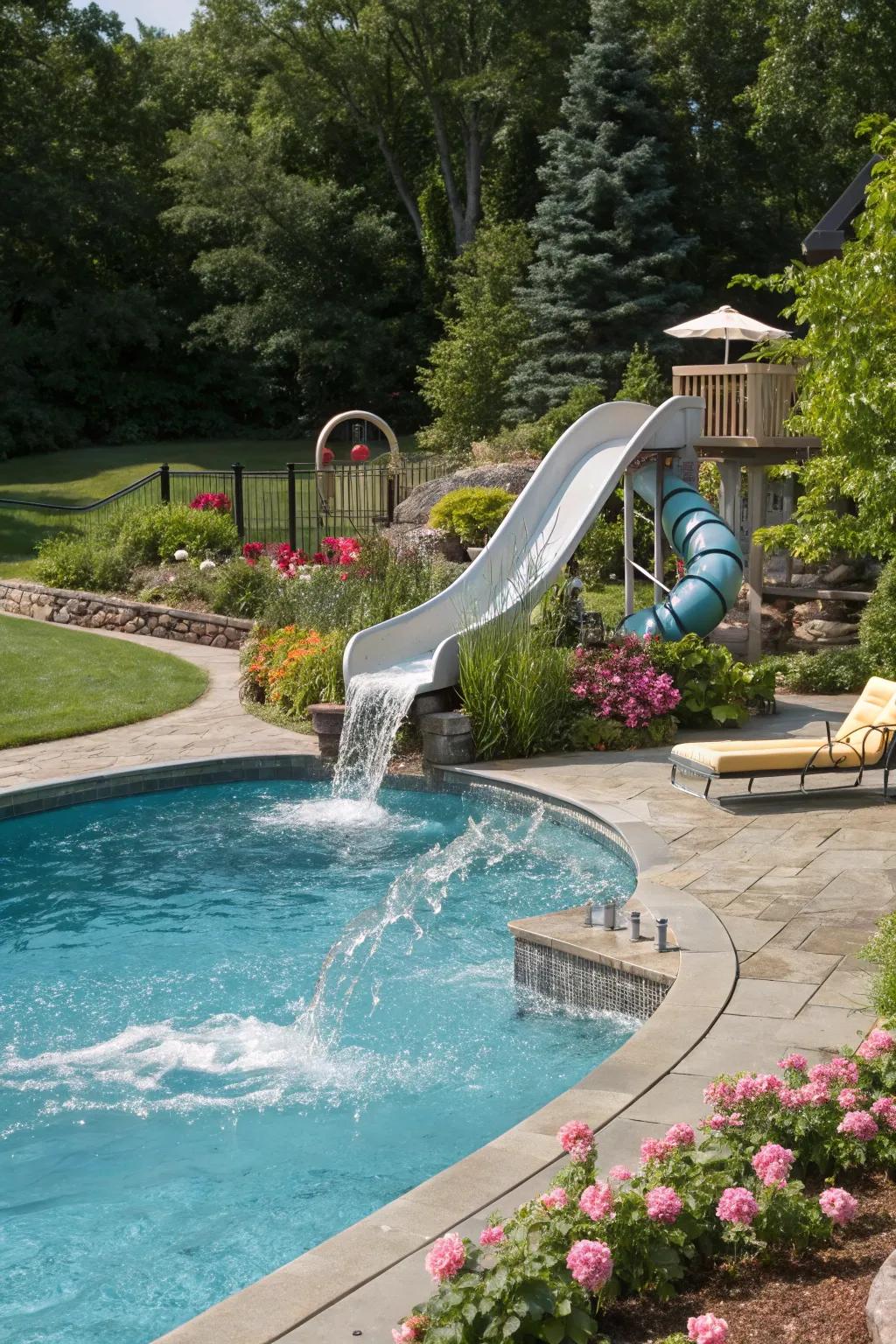 A slide adds fun and excitement to your pool experience.
