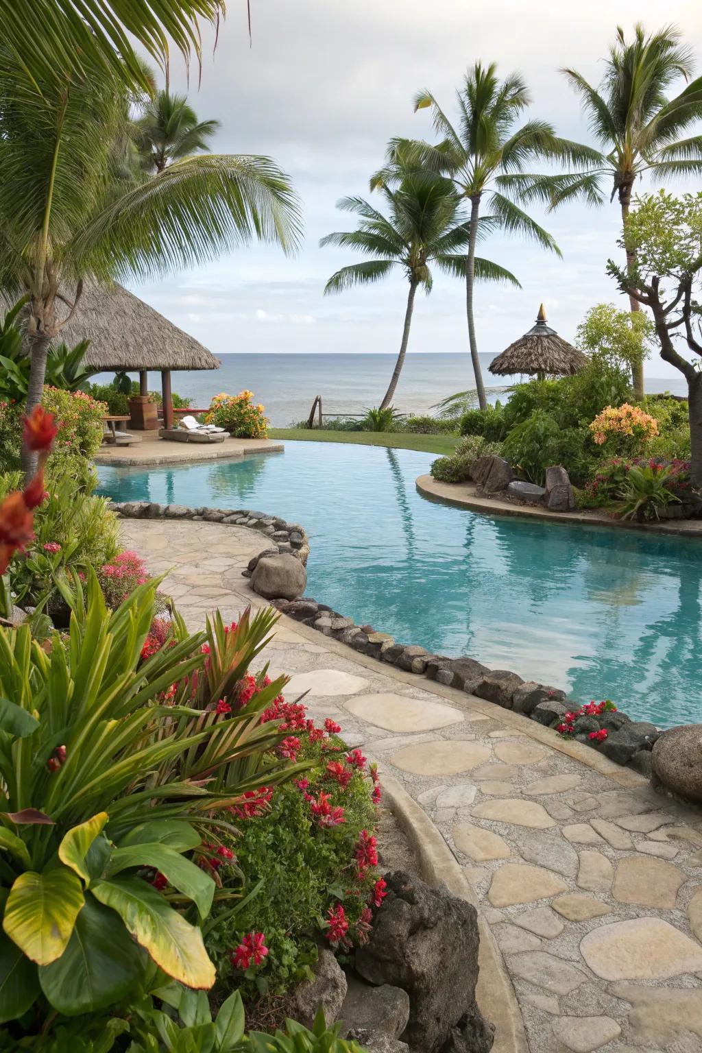 A beach entry adds elegance and accessibility to your pool design.