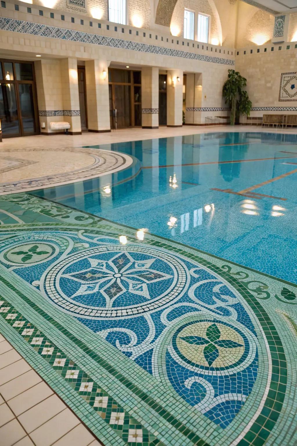 Mosaic designs add a unique and artistic flair to your pool.