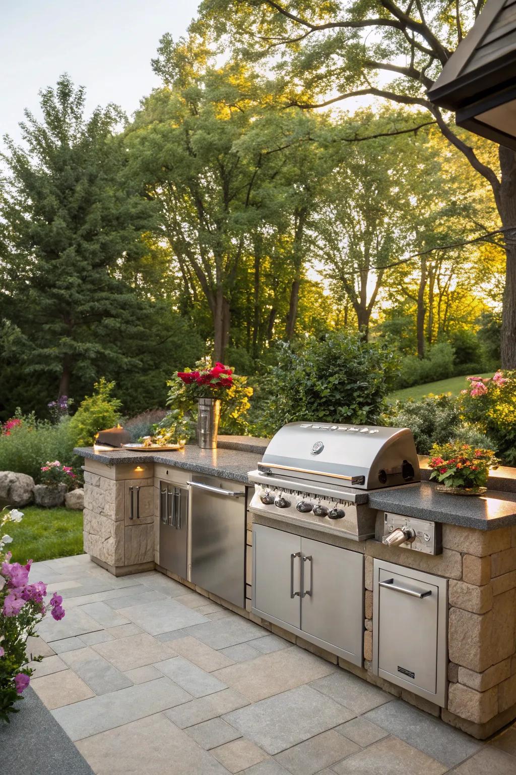 A seamless blend of grilling and greenery for a natural touch.