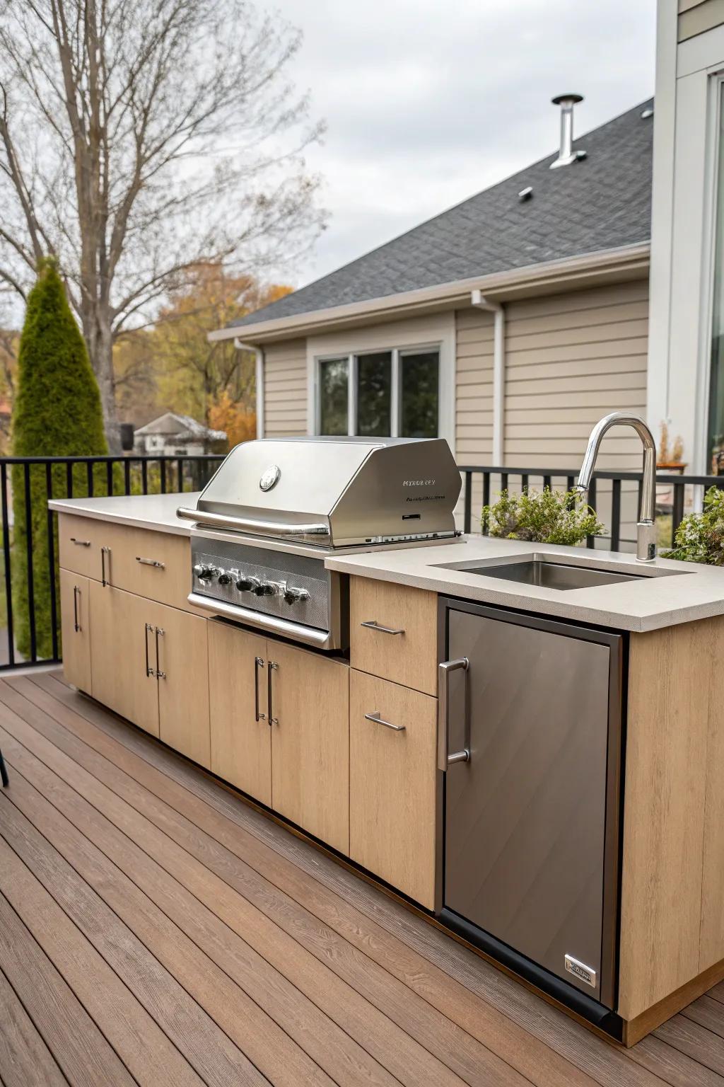 A versatile outdoor kitchen with modular components for a personalized touch.