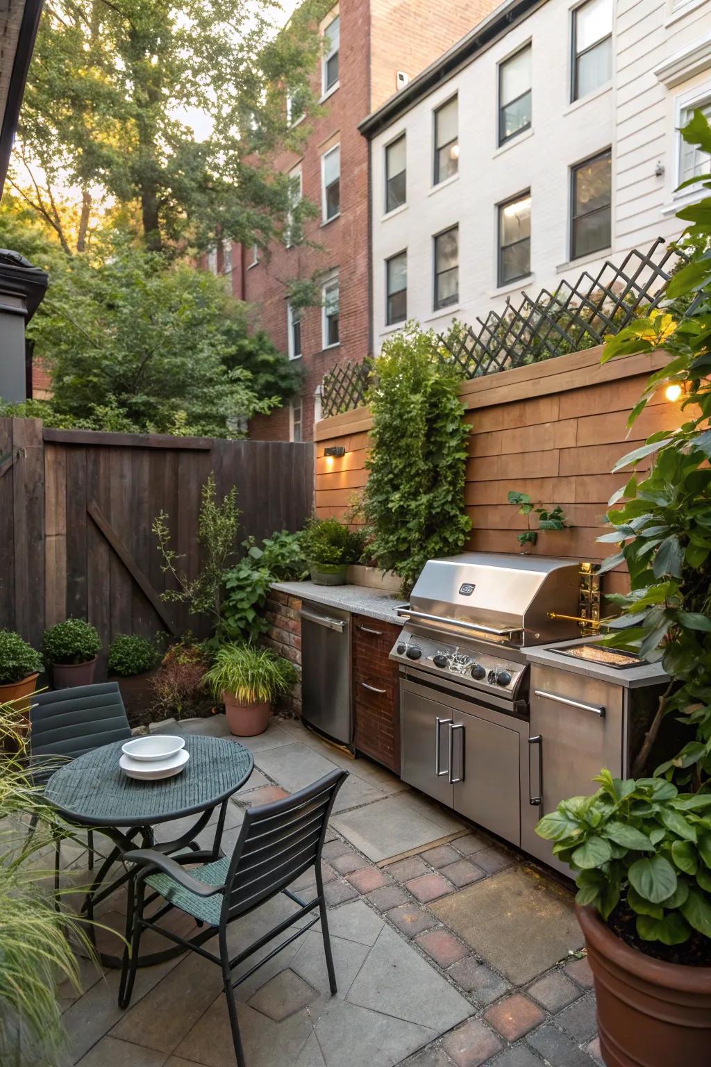 A compact and efficient grilling station for small spaces.