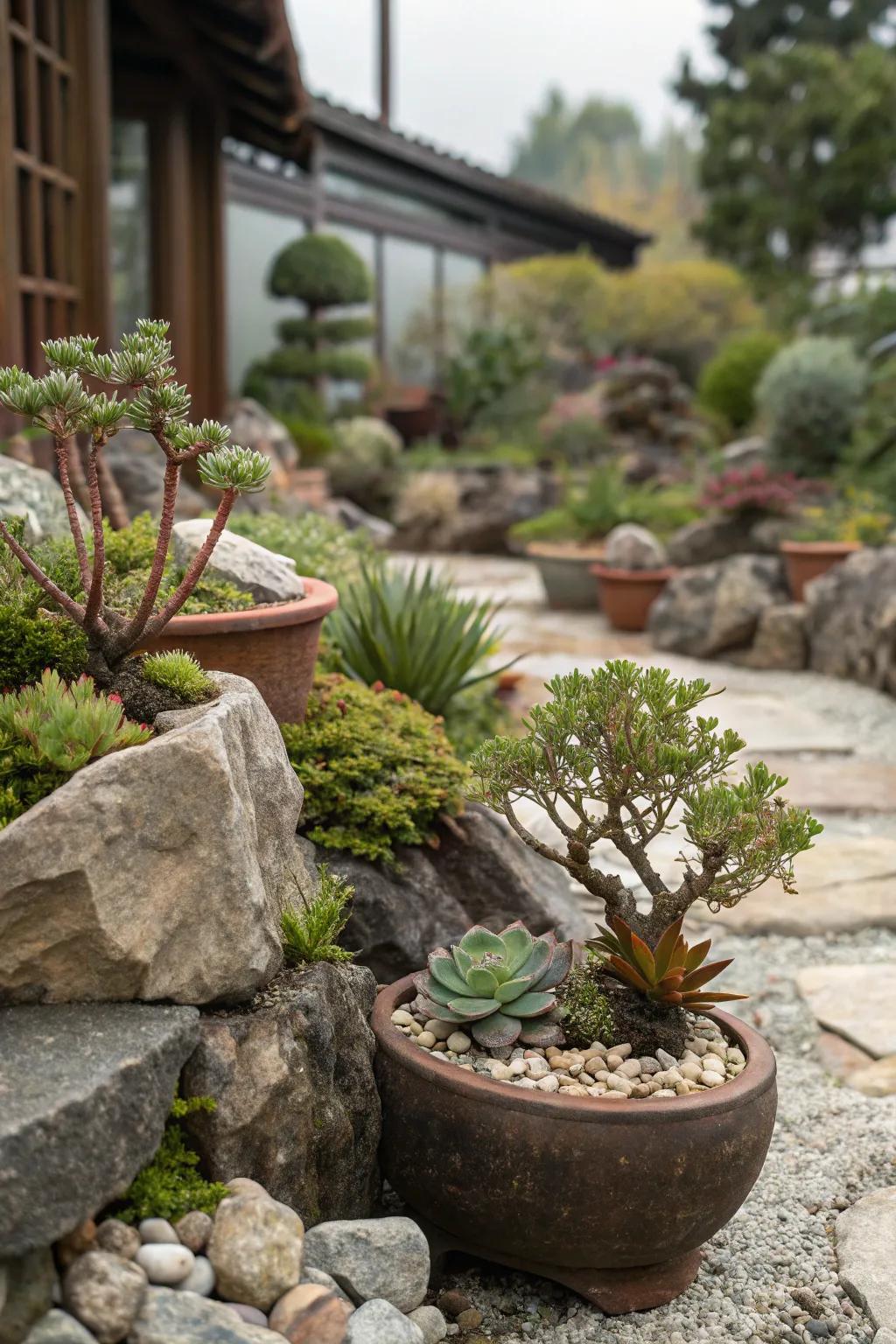 Foliage plants in pots celebrate texture and form.