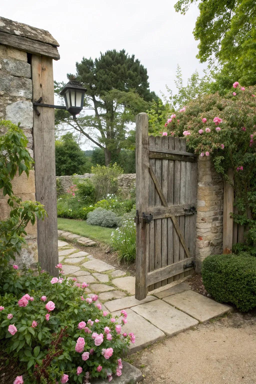 A simple rustic gate that harmonizes with nature.