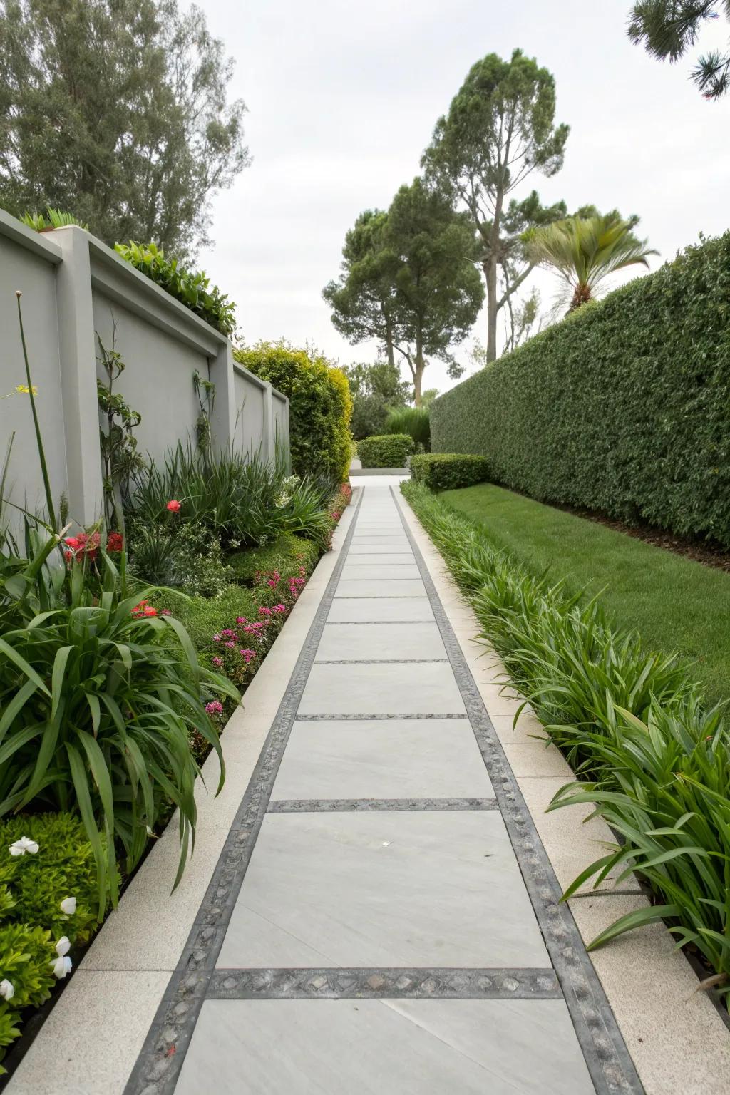 Achieve modern elegance with concrete or tile edges.