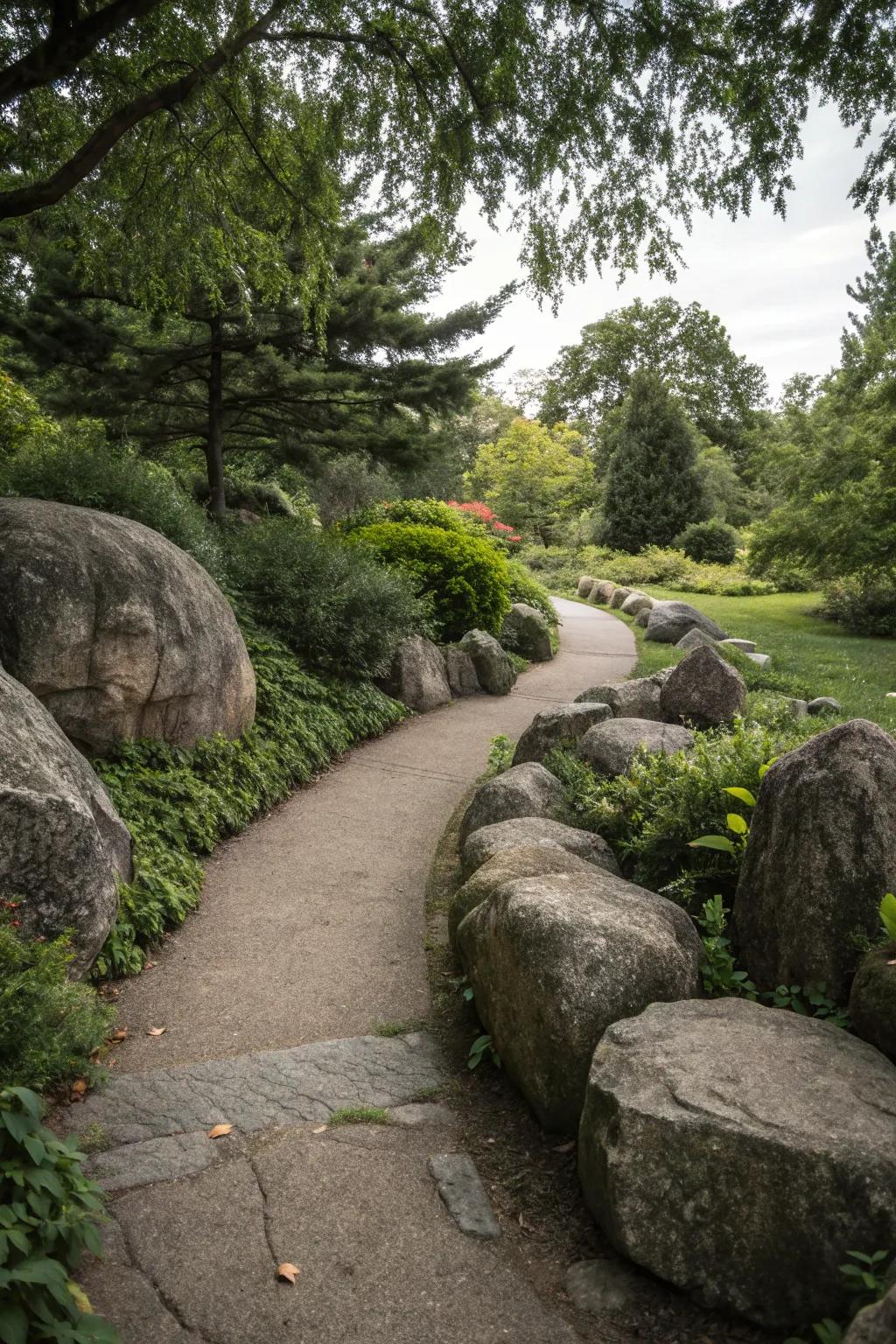 Ground your garden with dramatic boulder borders.