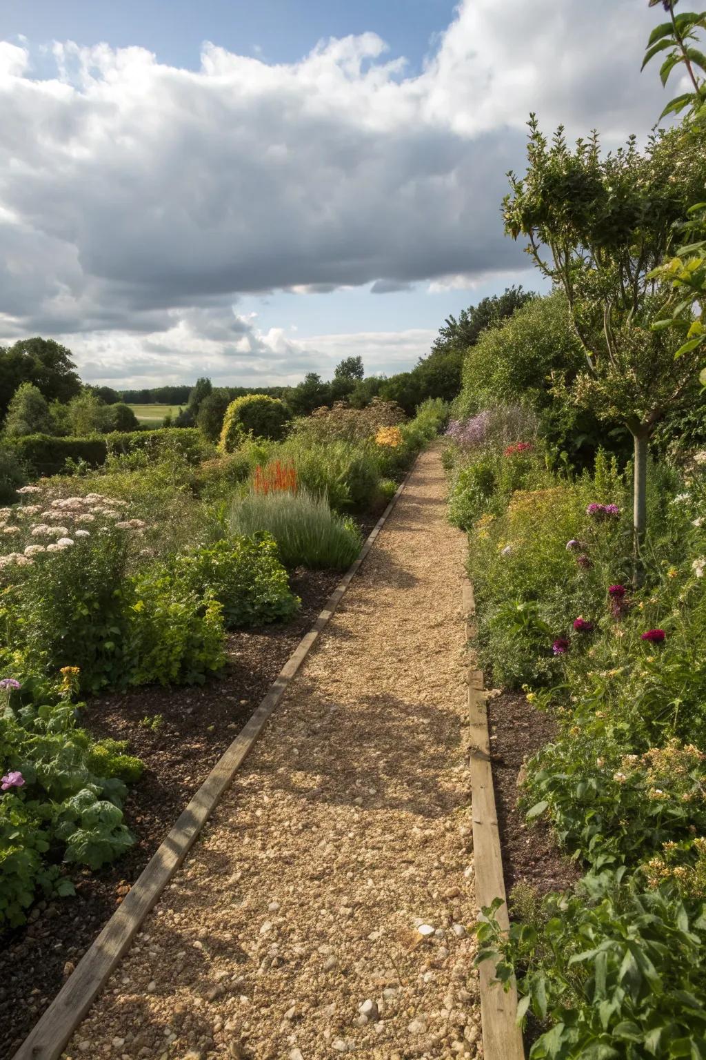 Enjoy easy maintenance with mulch or gravel borders.