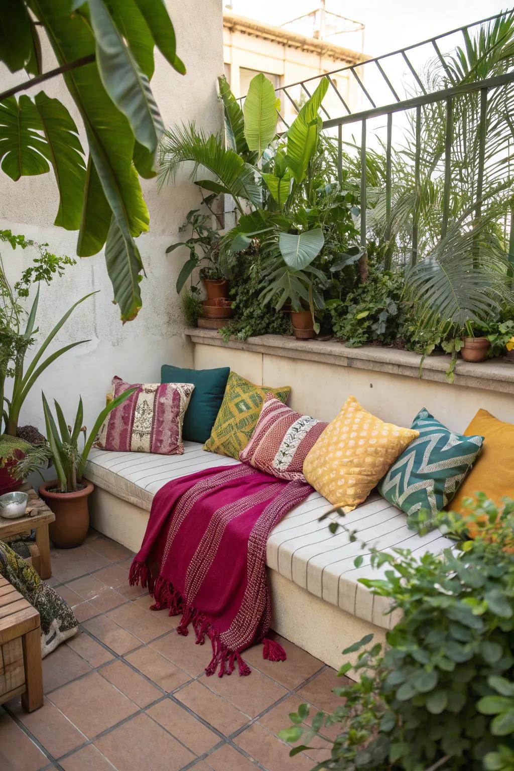 Colorful cushions bring life and comfort to your patio.