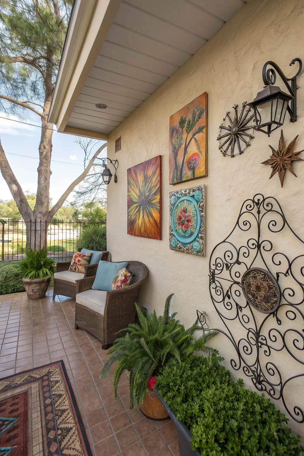 Artistic decor turns a plain wall into a visual masterpiece.