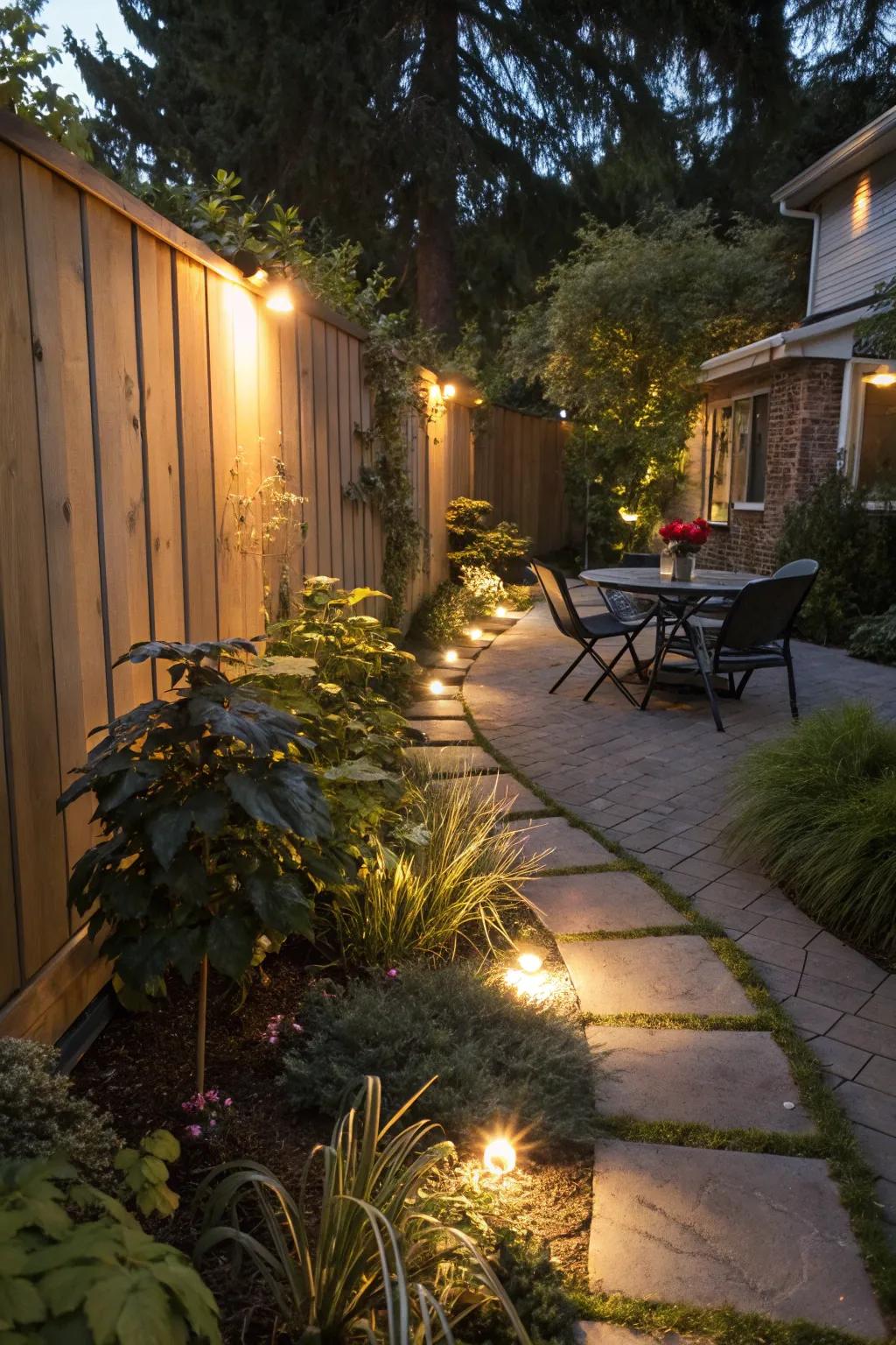 Lighting up a walkway adds magic to your patio's nighttime ambiance.