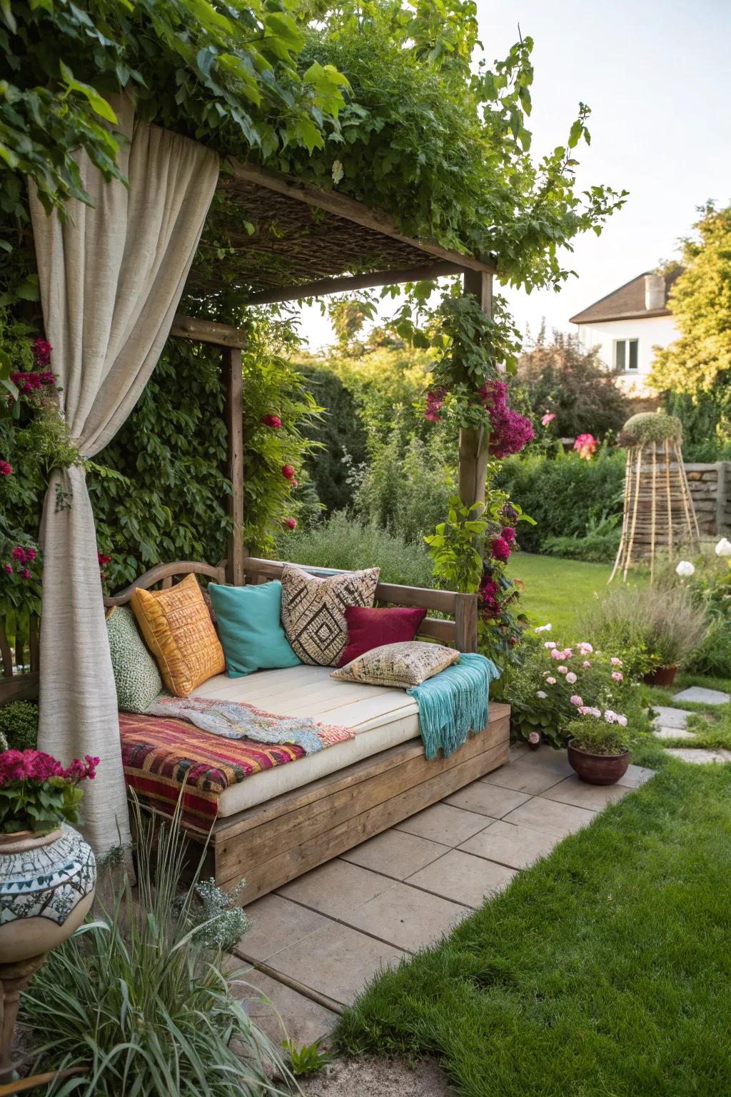 Indulge in luxury with a garden daybed that's perfect for sunbathing.