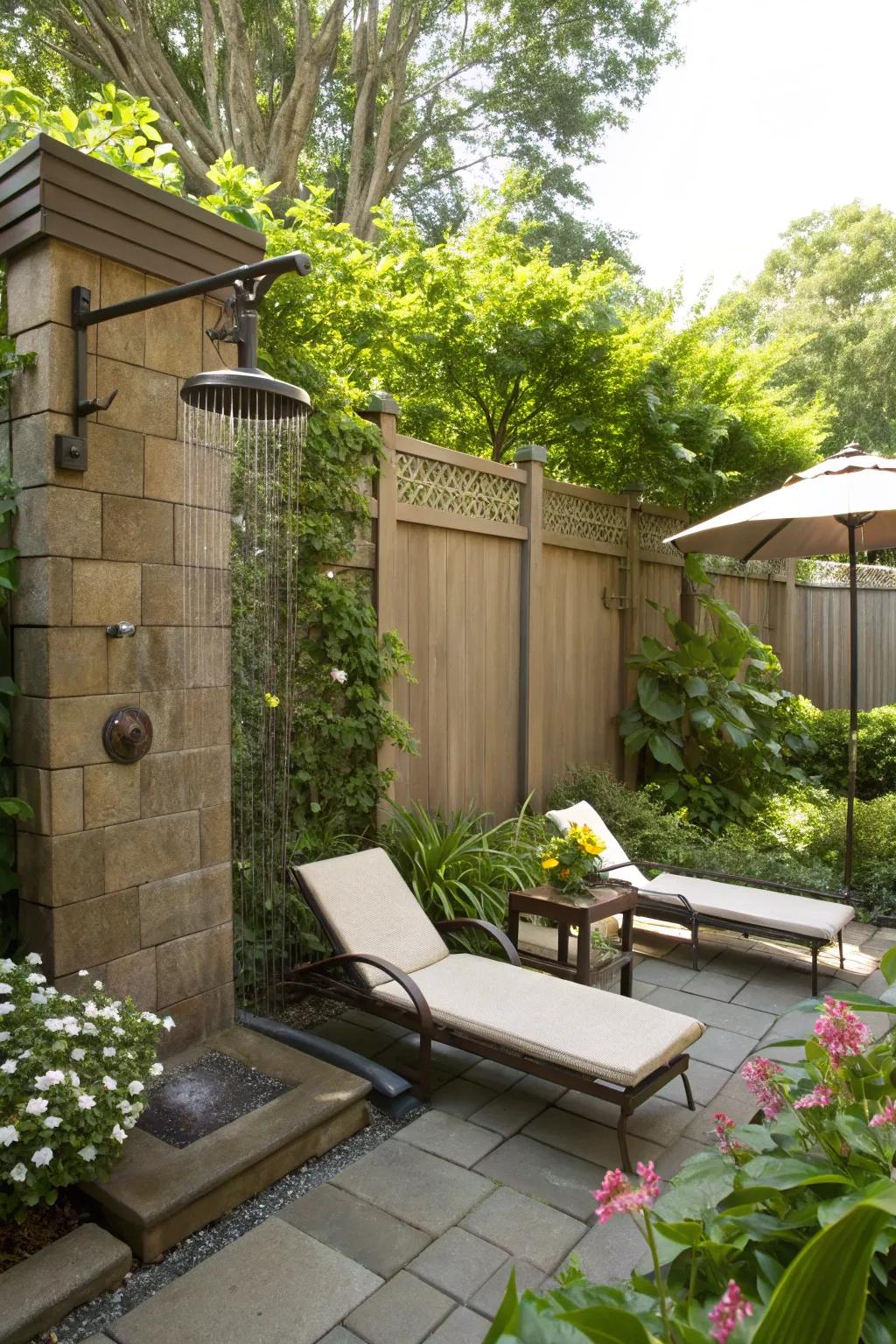 Rinse off in bliss with an outdoor shower in your backyard retreat.