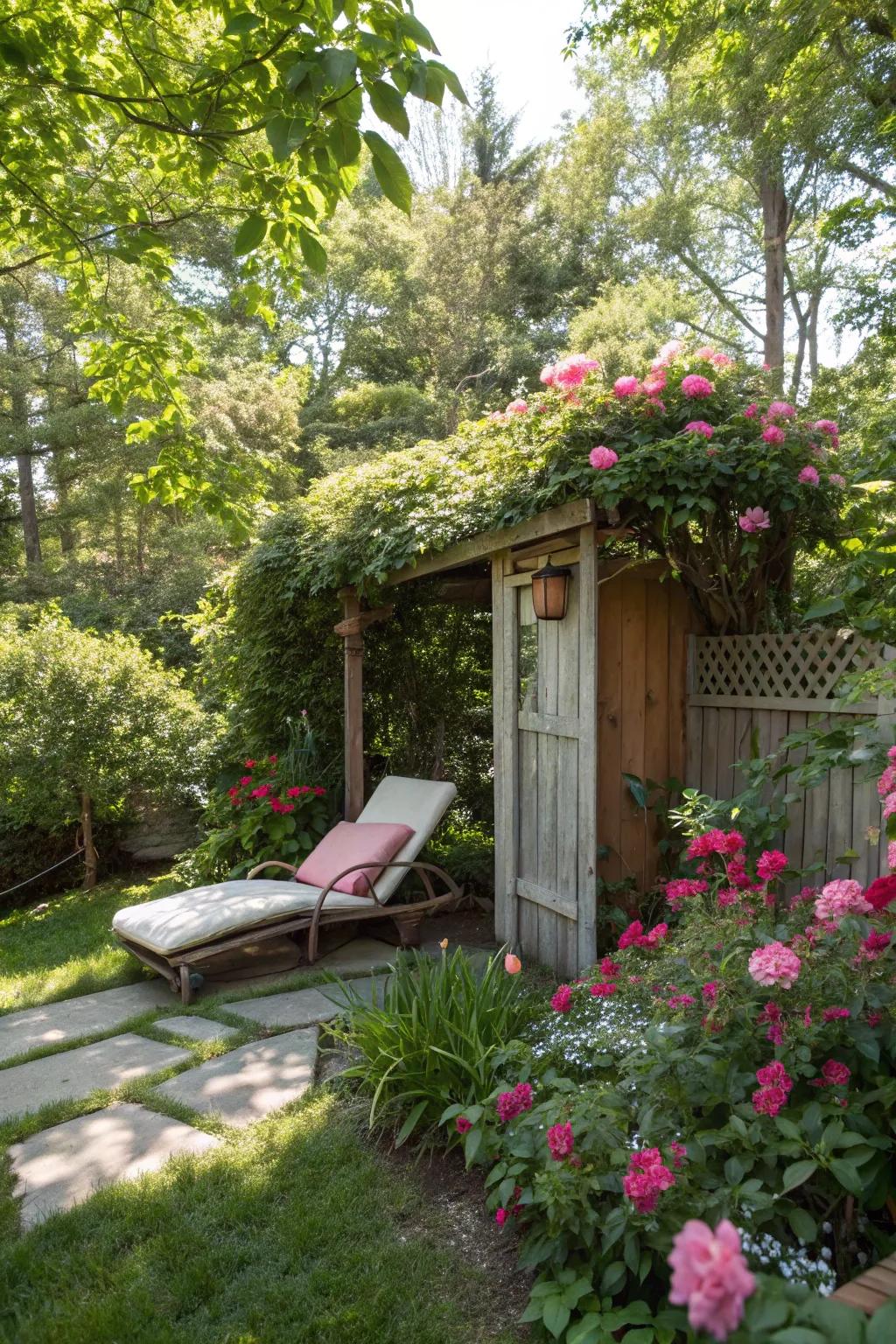 Retreat to a secret garden nook for a private sunbathing experience.