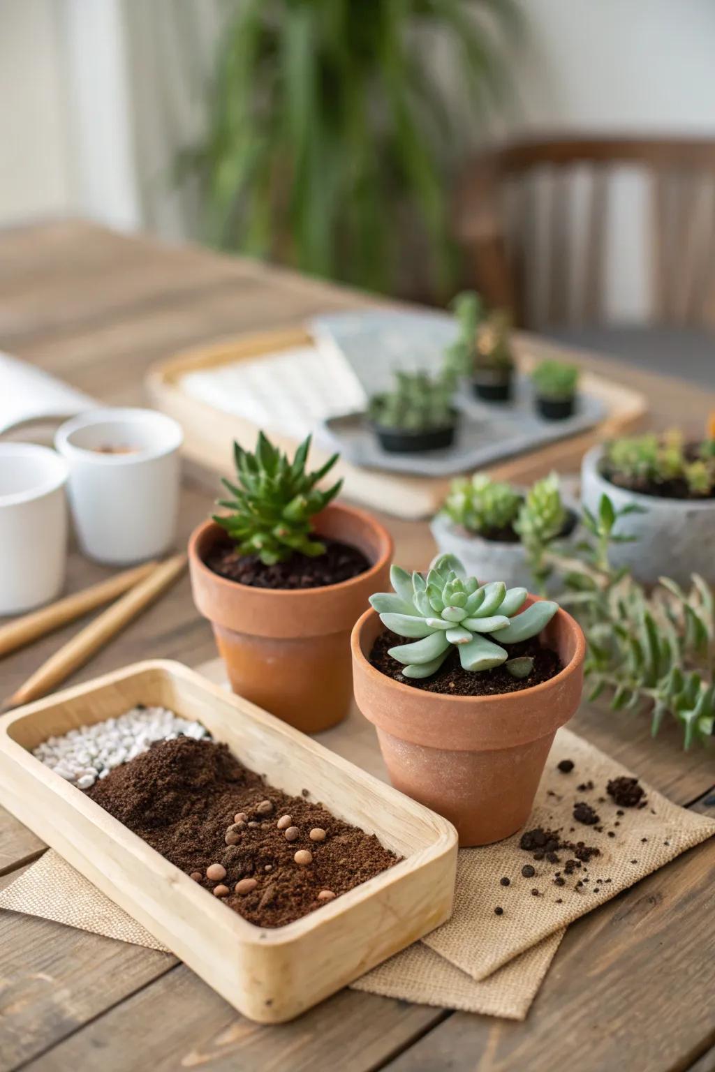 Create a mini indoor oasis with a DIY succulent kit.