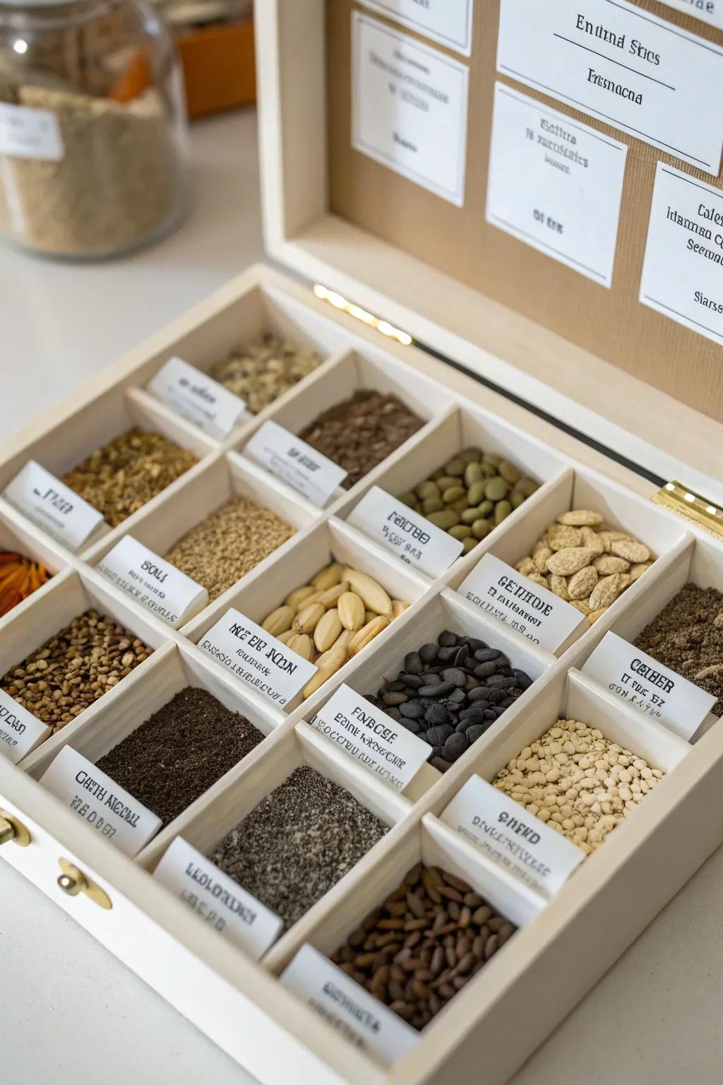 Keep seeds organized and ready for planting.