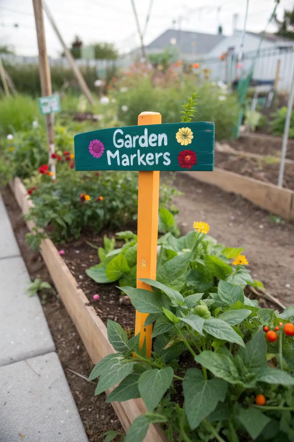 Personalize planting areas with custom garden markers.