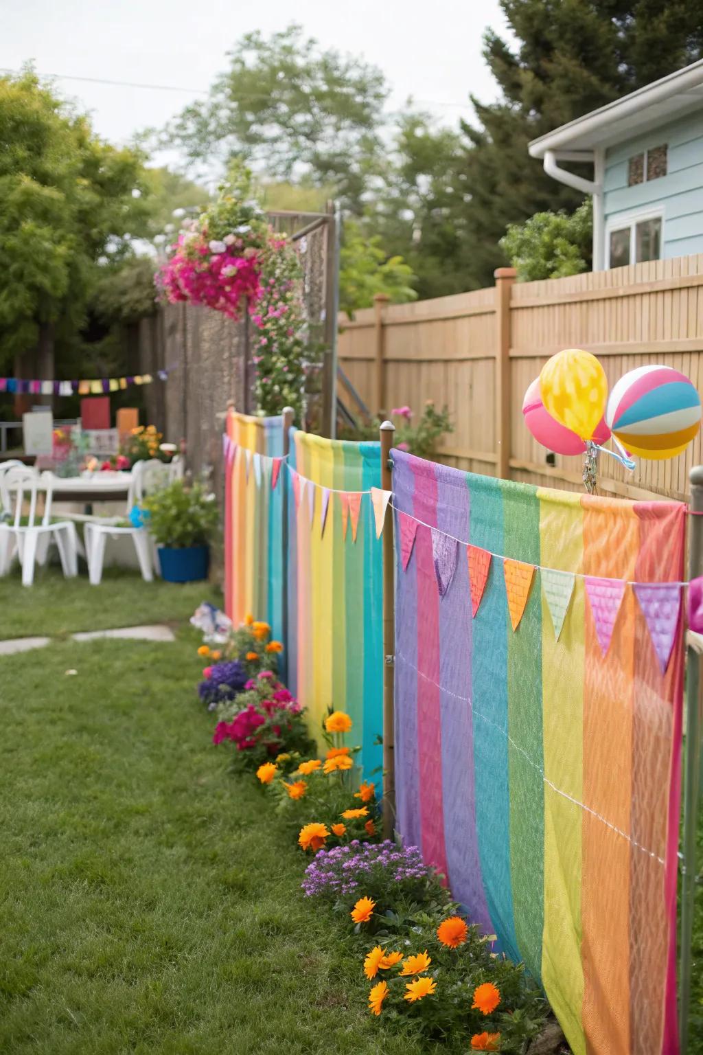 Vibrant and colorful fabric fencing for temporary use.
