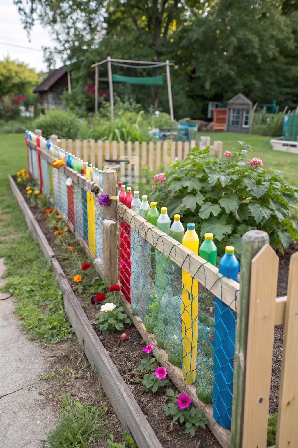 Eco-friendly and unique recycled material fencing.