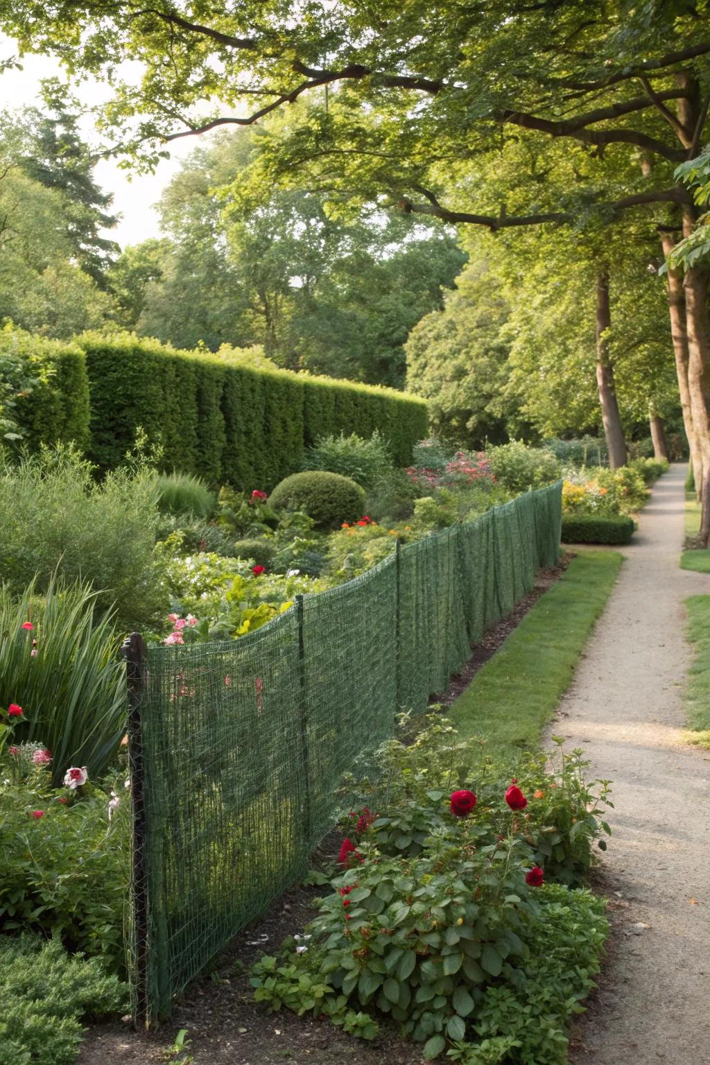 Natural beauty with hedge panels as fencing.