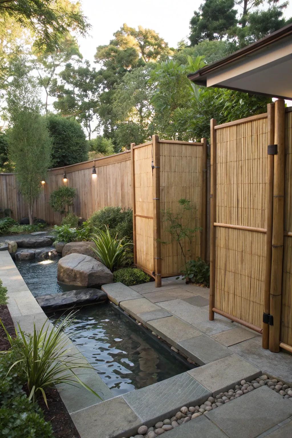 Create a natural vibe with bamboo screen dividers.