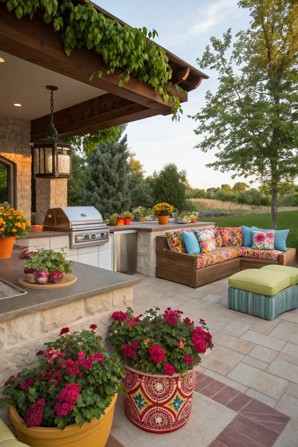 Personalized decor adds a unique and welcoming touch to outdoor kitchens.