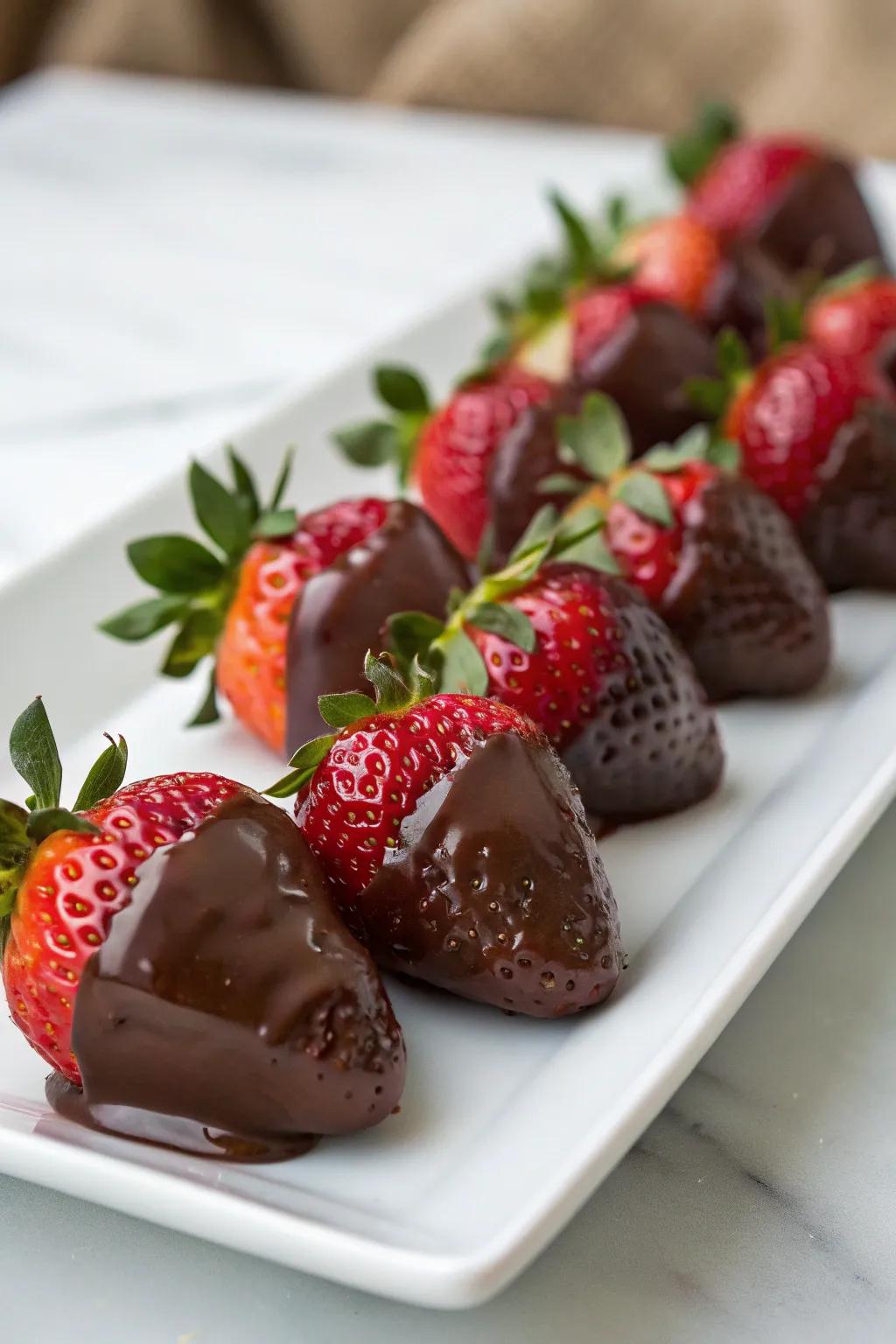 Chocolate-dipped strawberries for a sweet finish.