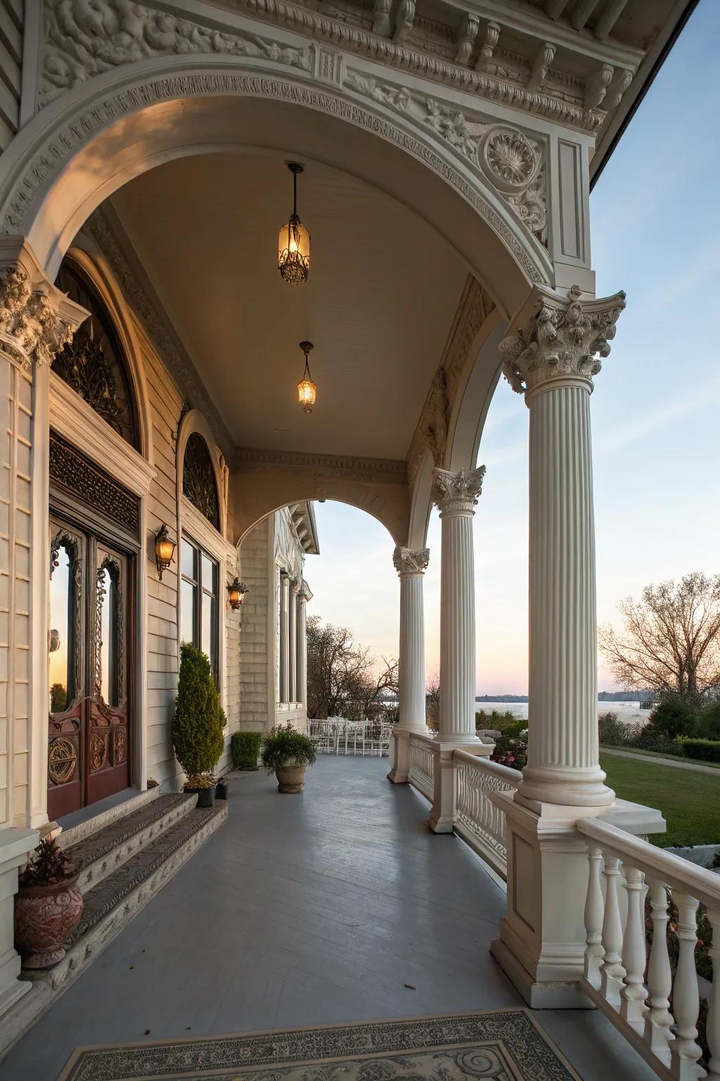 Artistic drama with sculptural columns.