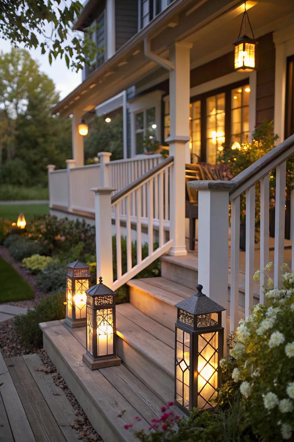 Integrated lighting brings warmth to evening gatherings.