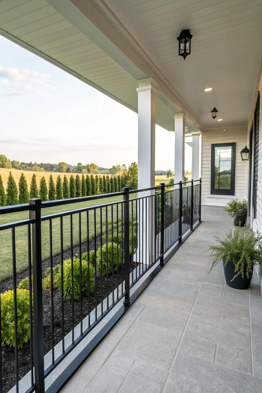Metal railings offer a sleek, modern aesthetic.