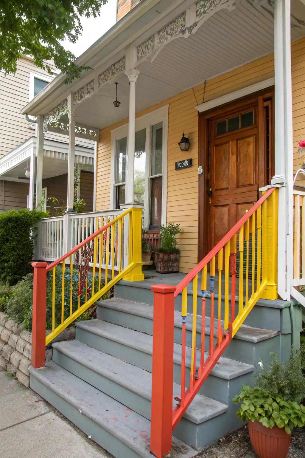Colorful railings add personality and flair.