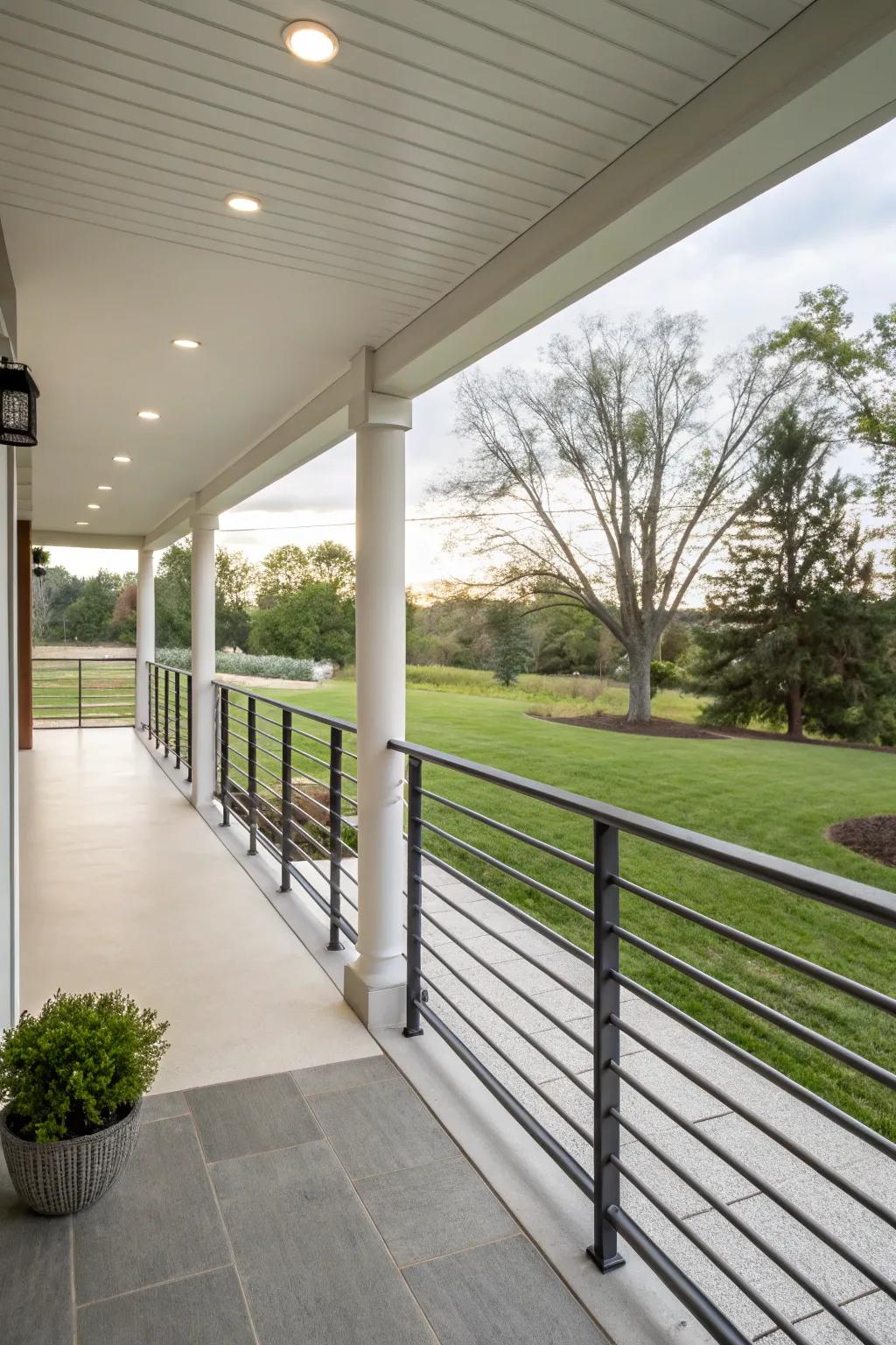 Horizontal railings add modern sophistication.