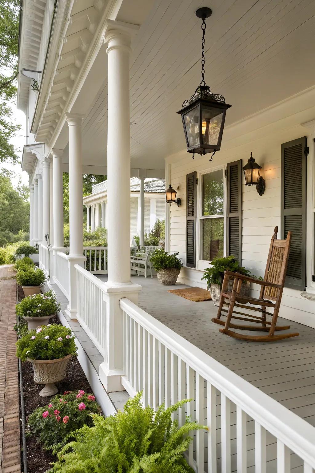 Vertical railings offer timeless elegance.