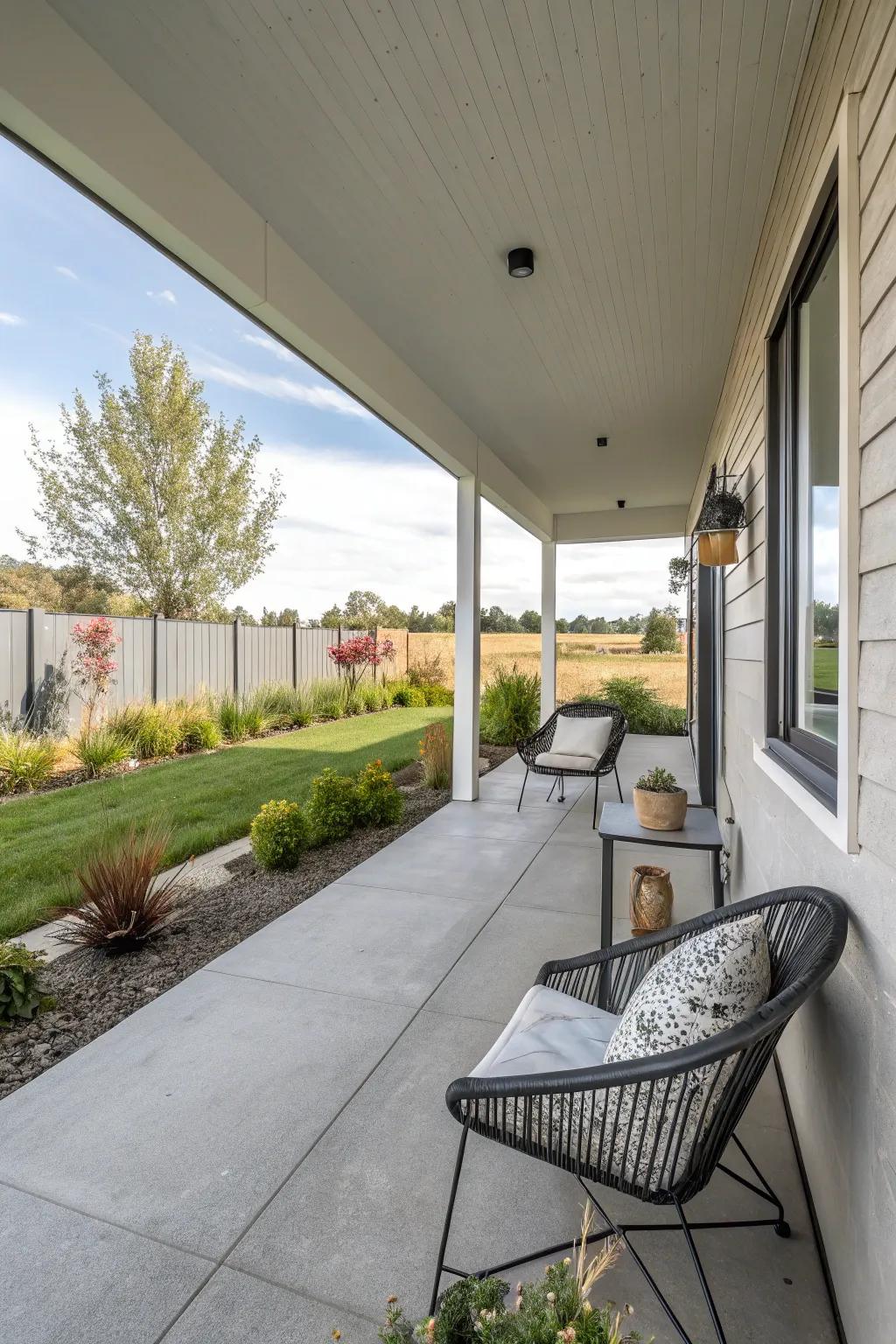 Cement render offers a sleek, modern aesthetic.