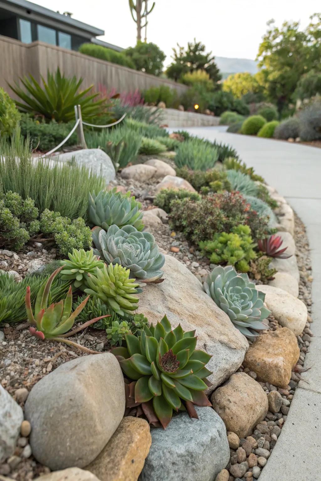 Succulents and stones make a perfect pair.