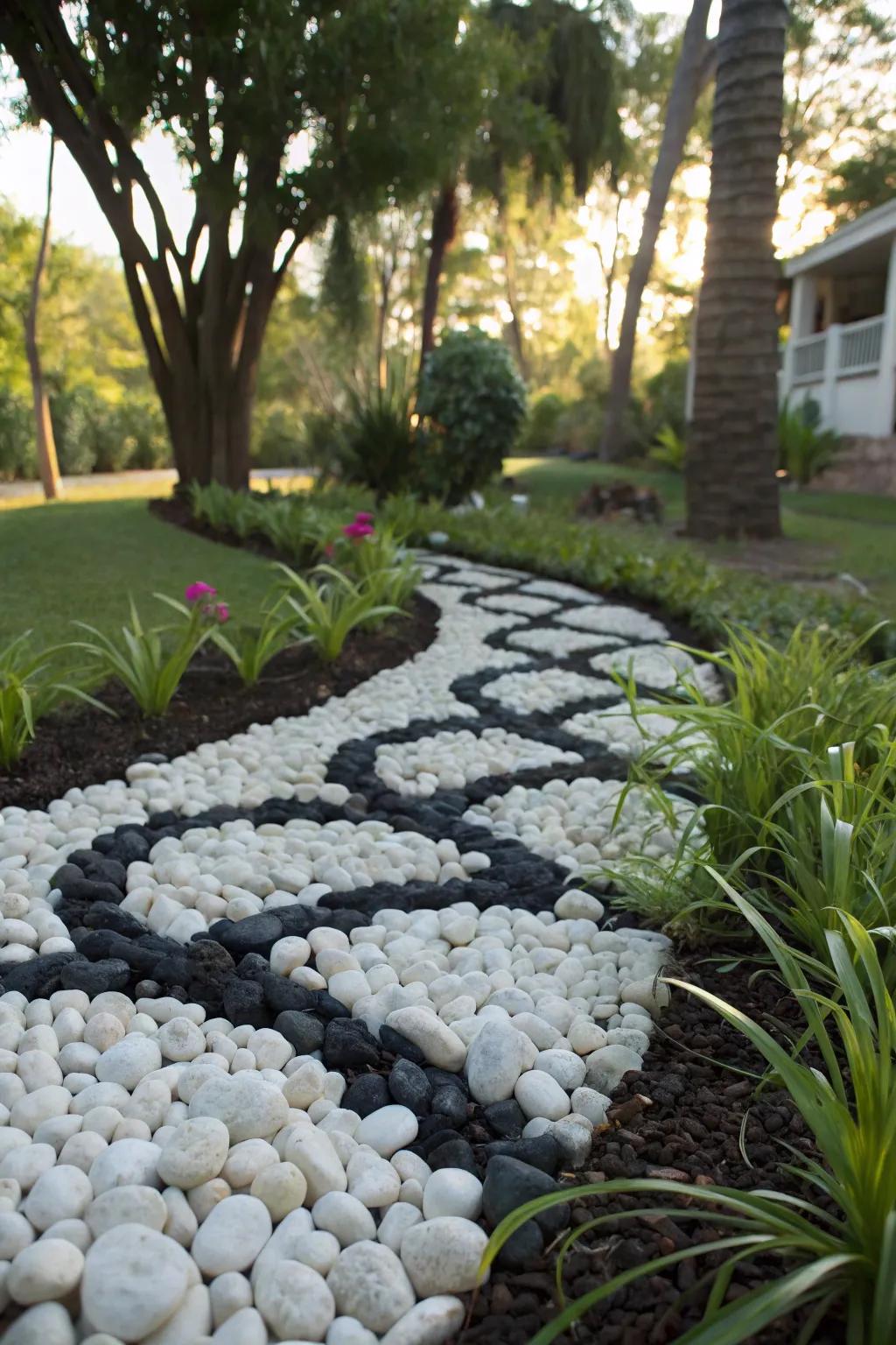 Contrasting rock colors add visual interest.