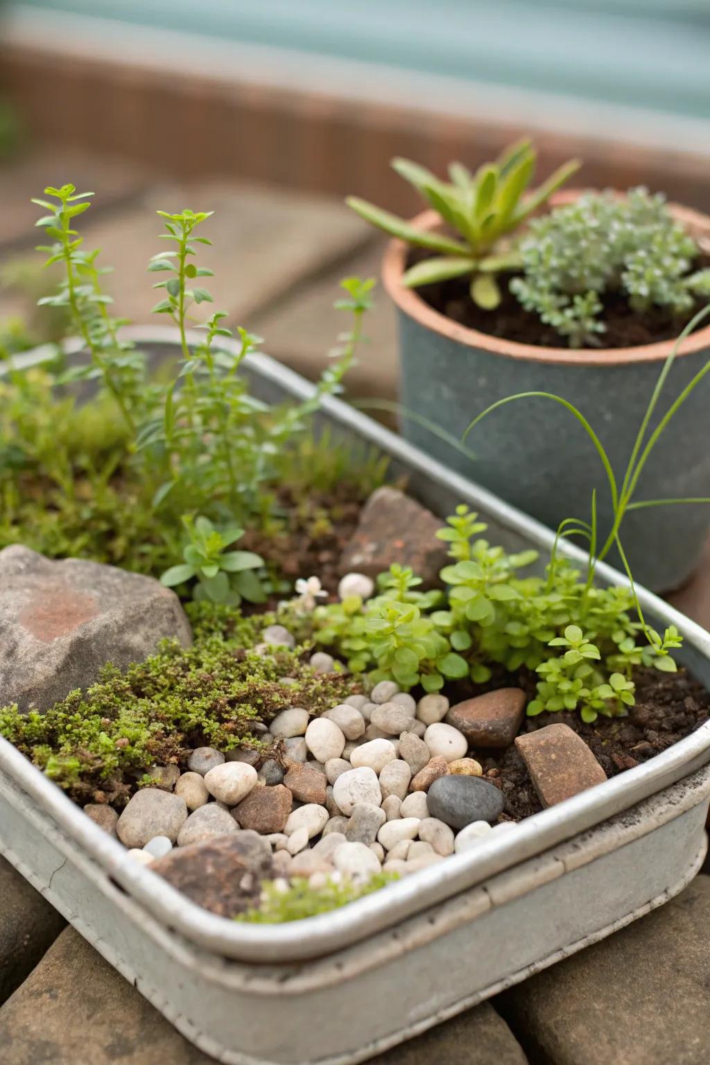 Mini rock gardens are charming additions.