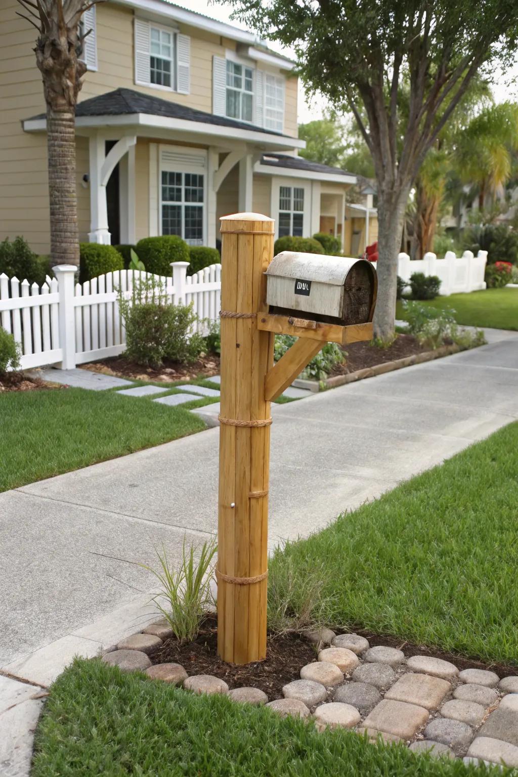 Eco-friendly bamboo for a naturally stylish mailbox post.