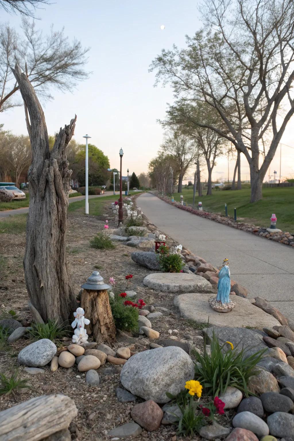 Artful elements add whimsy to your park strip.