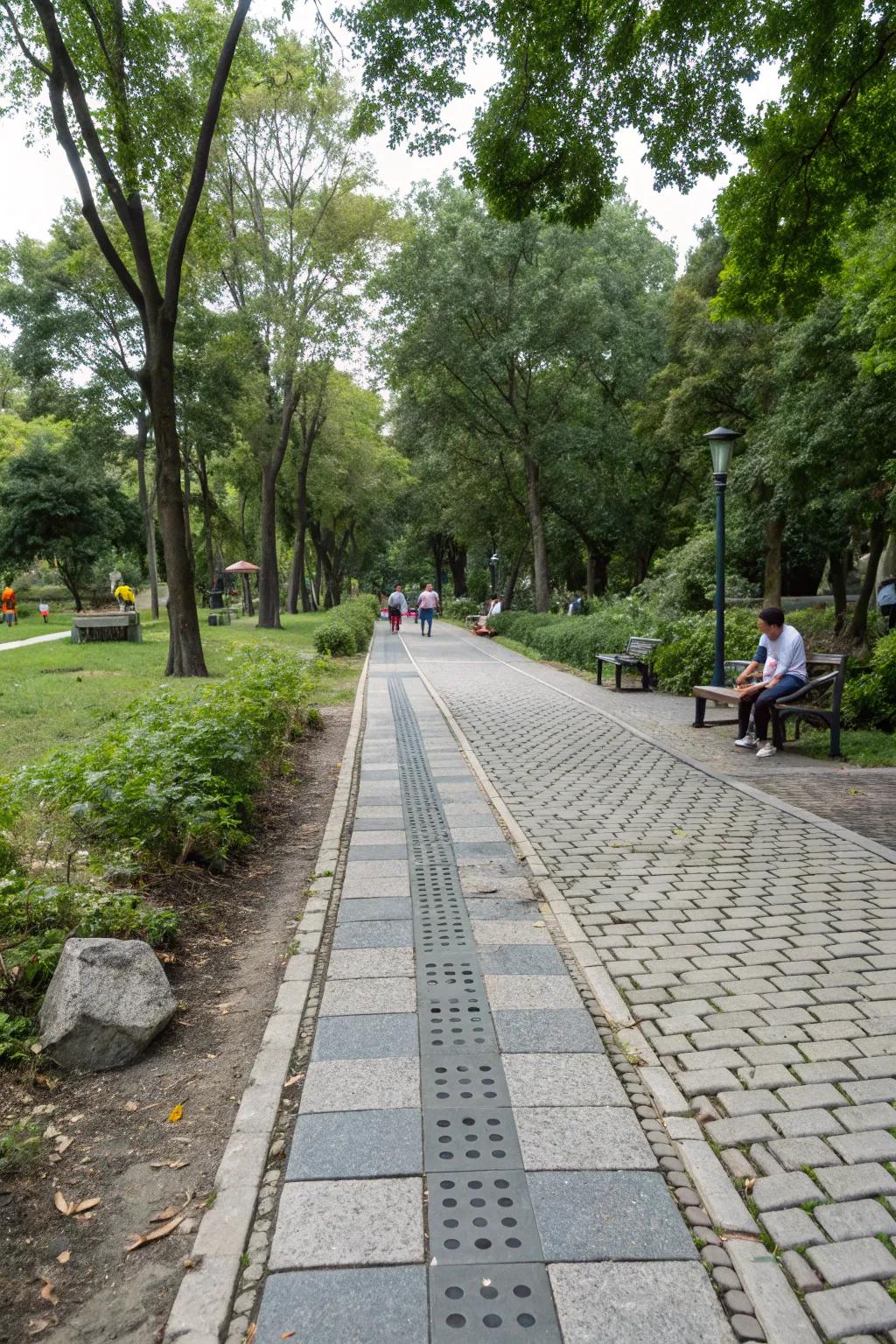 Permeable paving enhances water management.