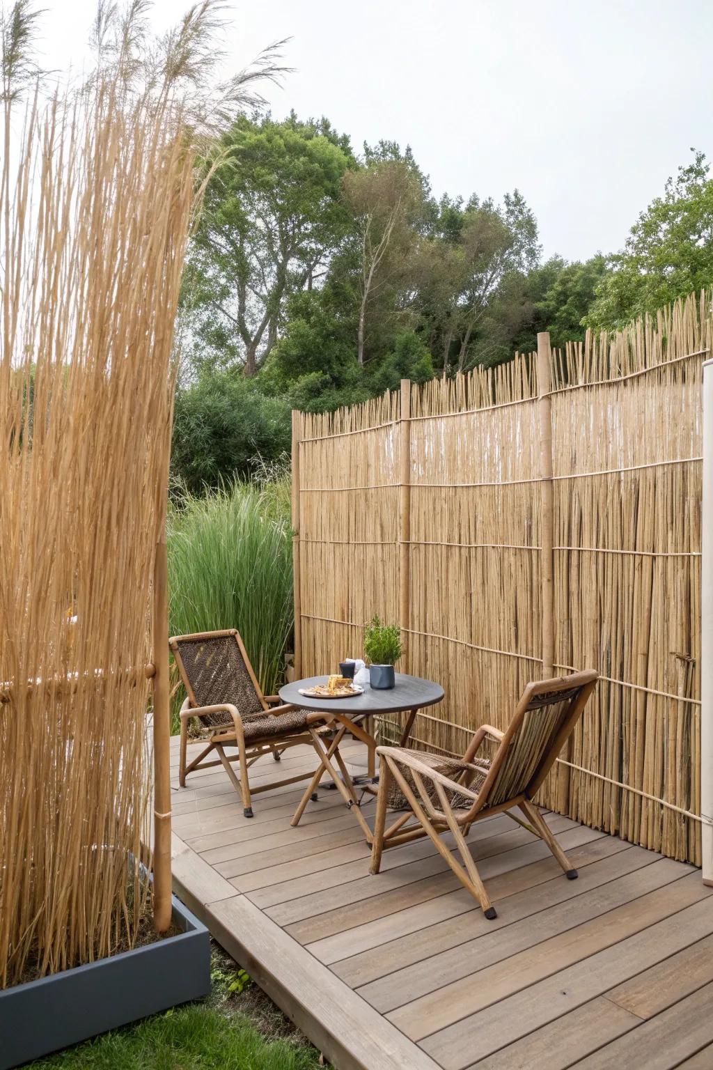 Reed fencing, a natural and breezy privacy solution.