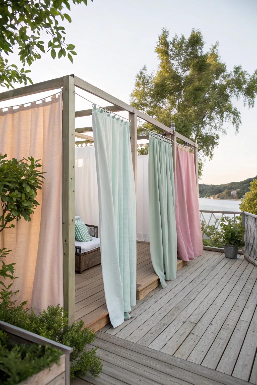 Fabric panels, customizable and soft privacy options.