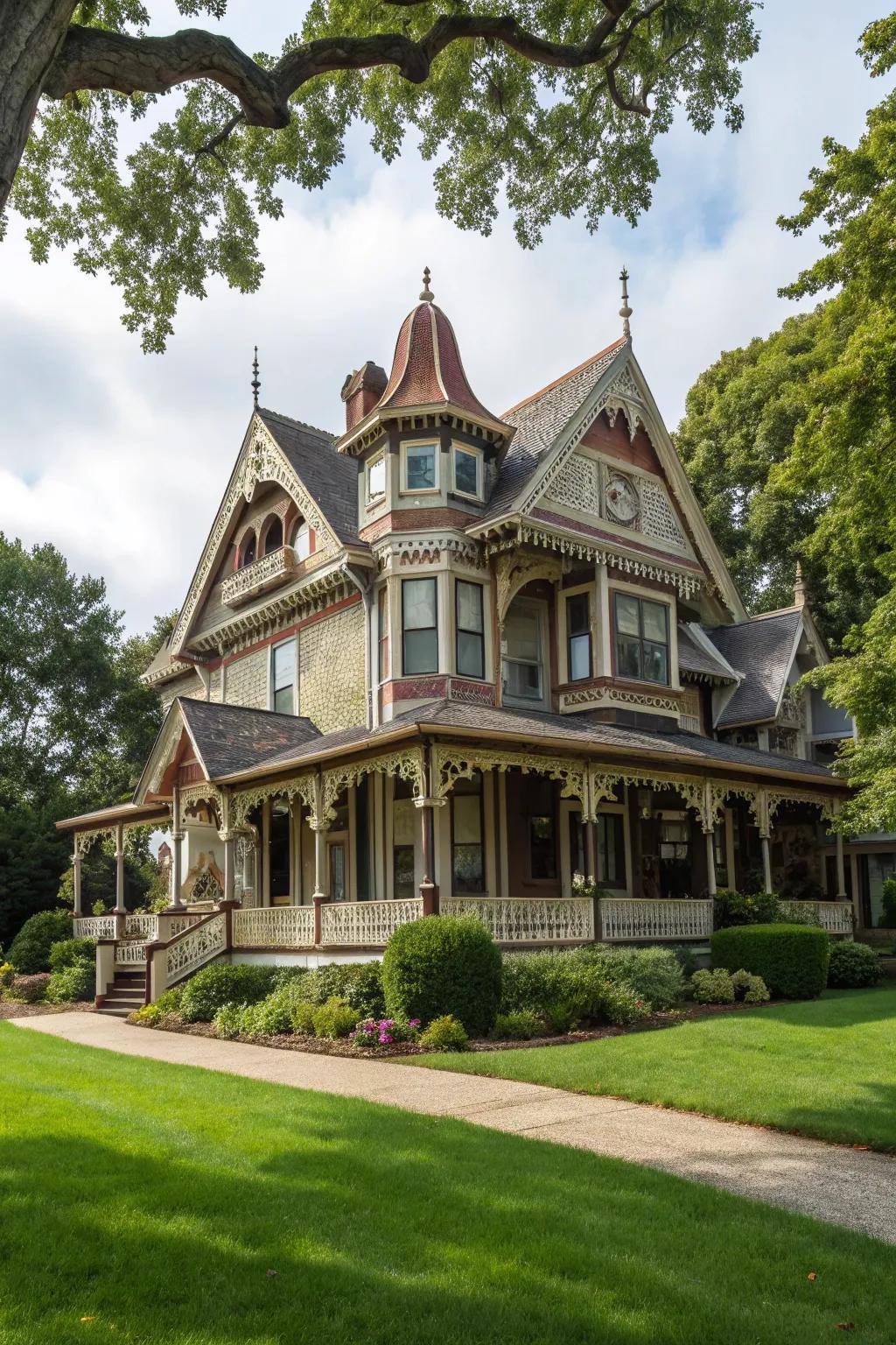 Victorian elegance meets modern living with gingerbread details.
