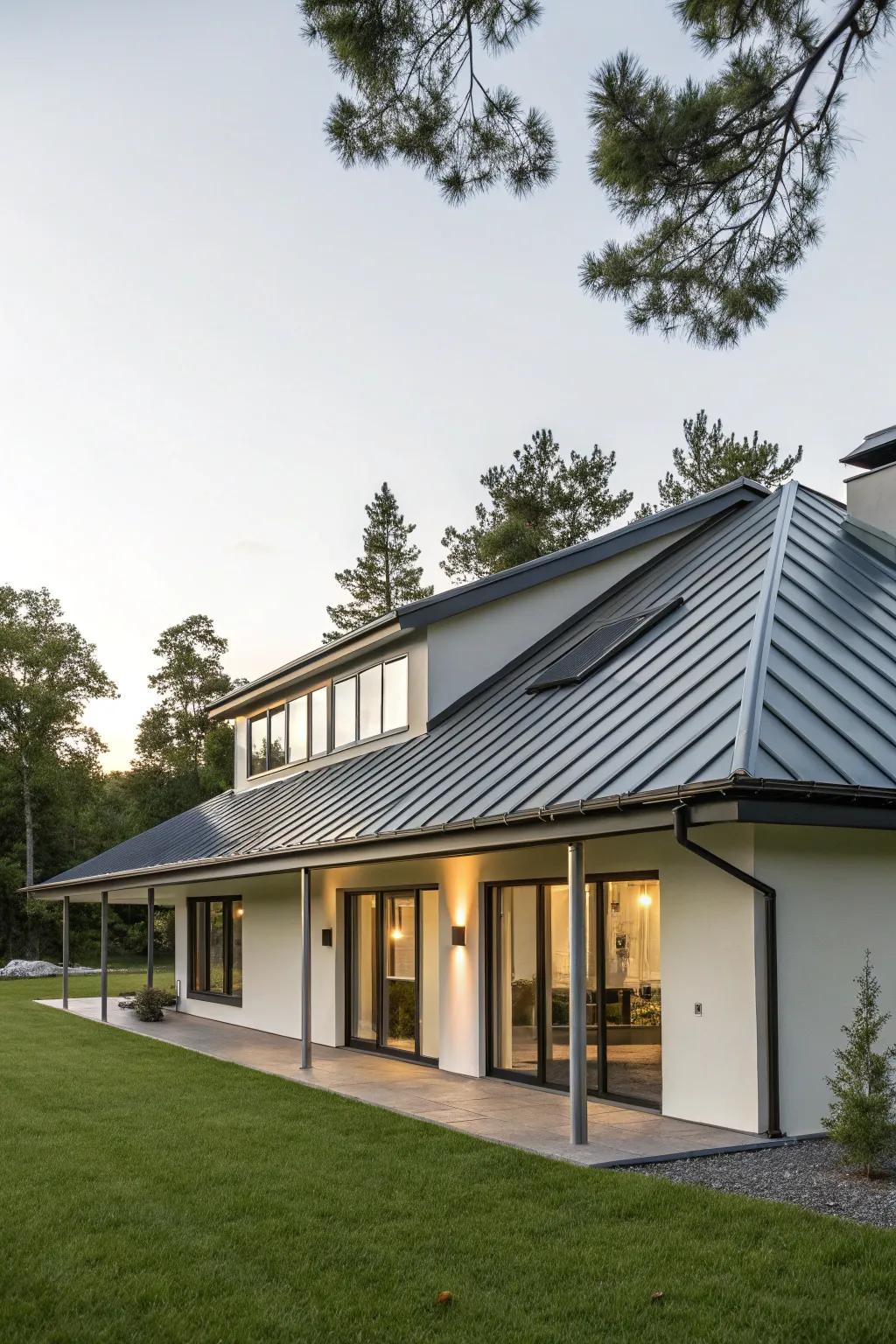 Metal roofing combines durability with sleek modern aesthetics.