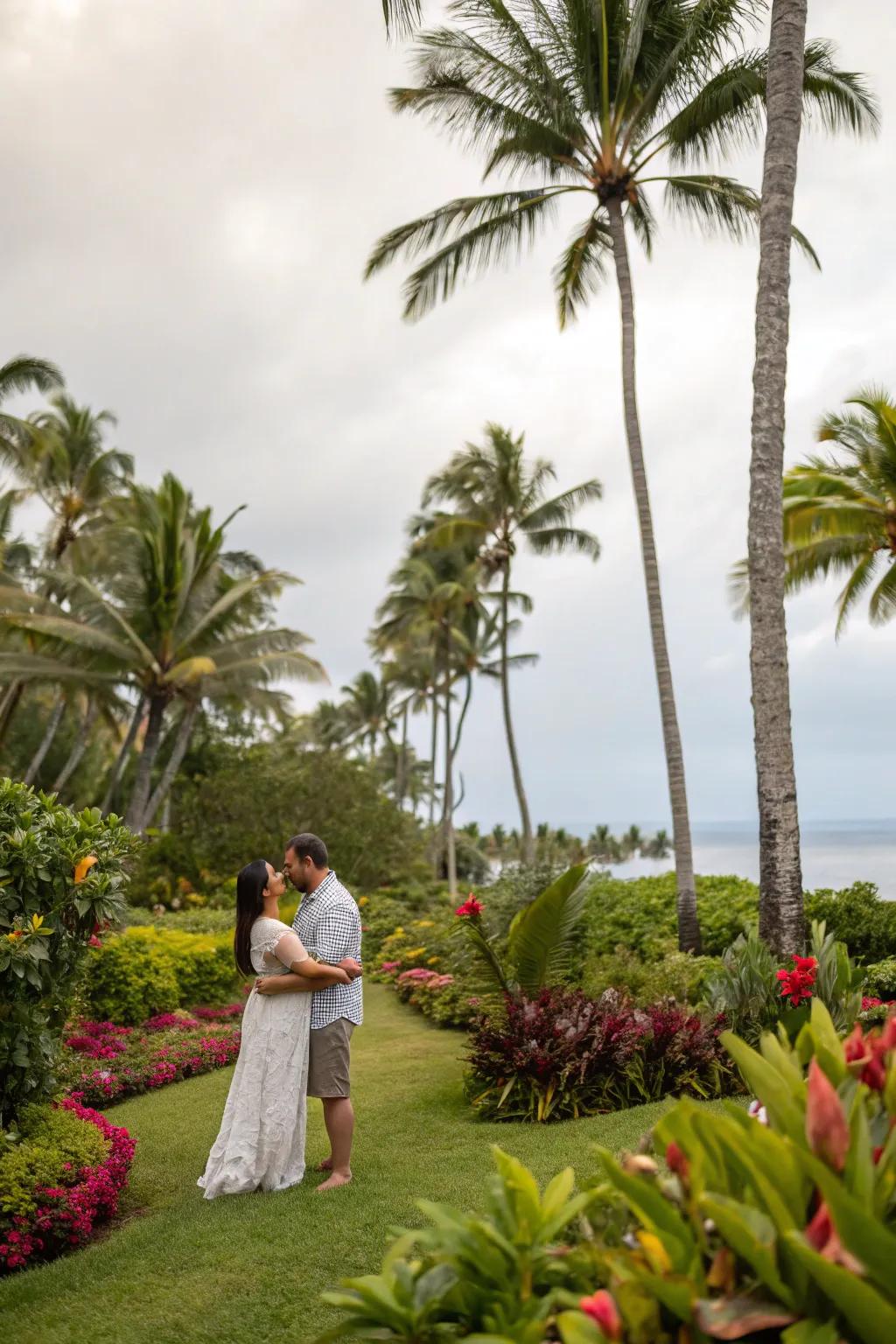Capture a bohemian vibe with a tropical garden photoshoot.