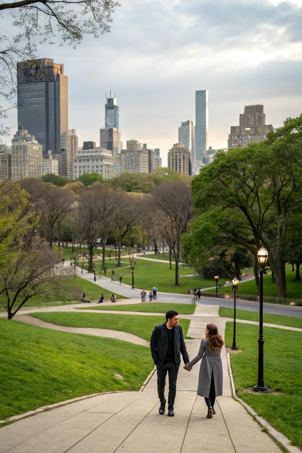 Blend nature and city life with an urban park photoshoot.