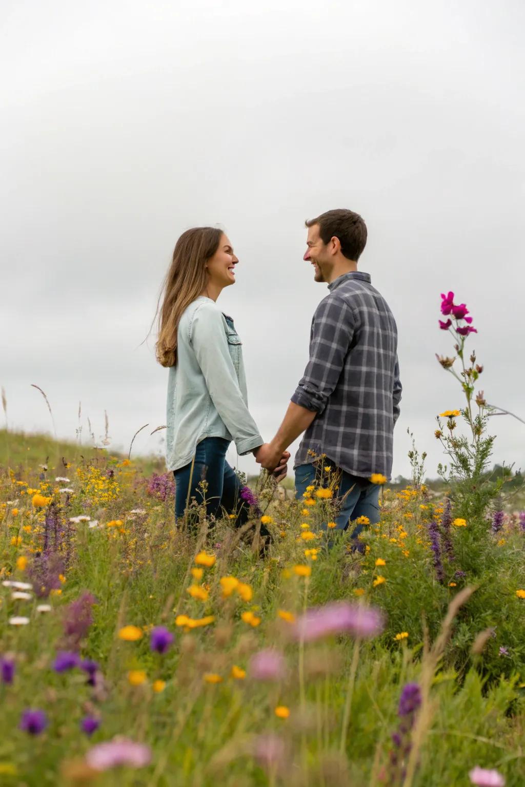 Embrace whimsy with a wildflower field wedding shoot.