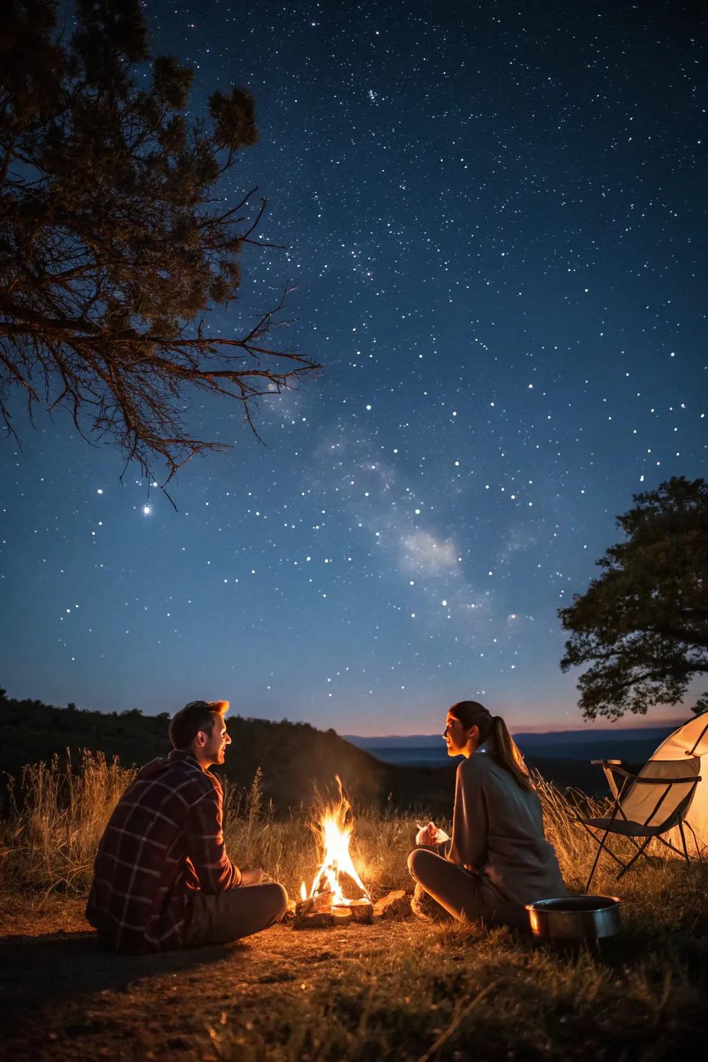 Create warmth and intimacy with a campfire wedding photoshoot.