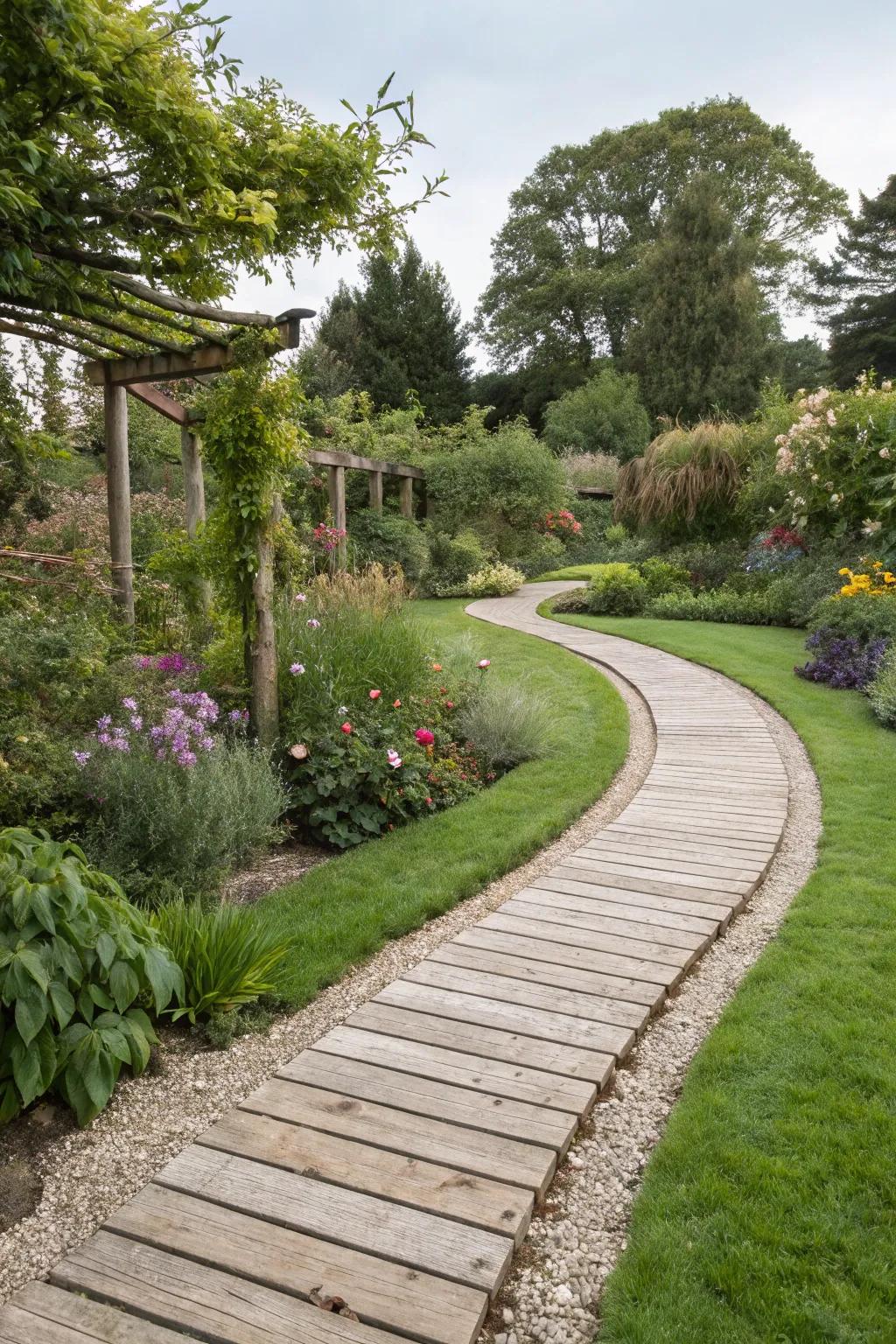 Timber walkways that blend seamlessly with various landscape elements.