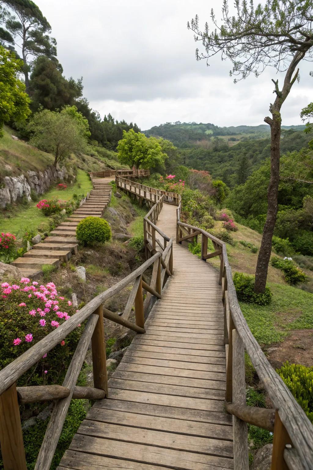 Elevated timber walkways provide breathtaking views and functionality.
